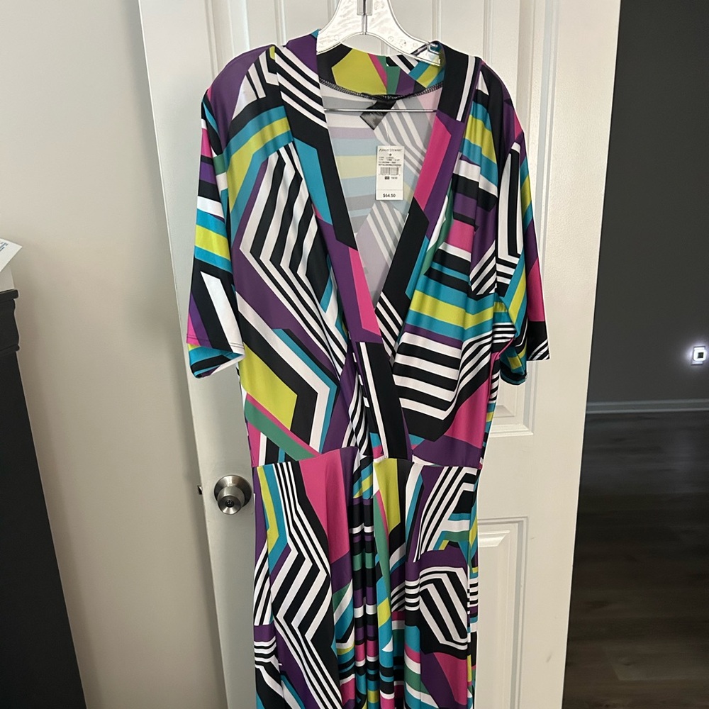 Ashley Stewart Multicolor Geometric Maxi Dress
